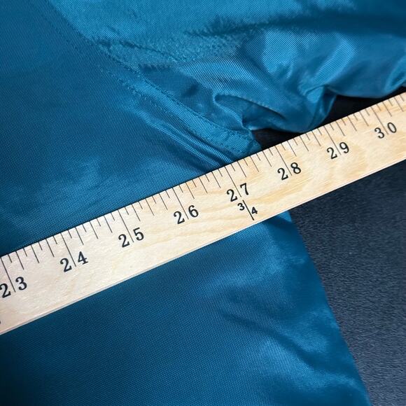 VINTAGE STARTER 90's Streetwear Oversized Hooded Puffer Teal & Navy Full Zip - Picture 4 of 15